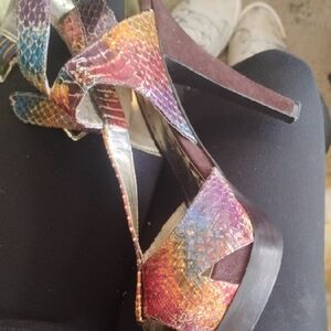 Colorful Snakeskin Pattern Heels